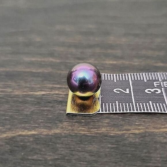 Vtg faux black pearl and gold plated sterling silver studs - Picture 8 of 9